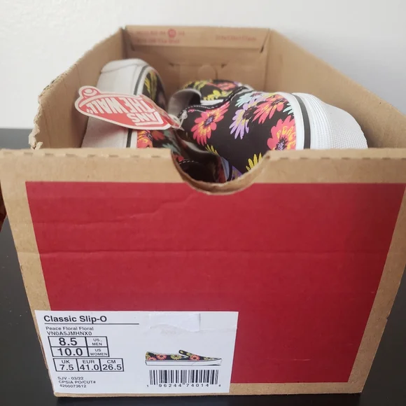 Vans Black Floral Slip-On Sneakers - Picture 3 of 4
